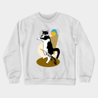 Cute Tuxedo Cat Disco Dancing Copyright TeAnne Crewneck Sweatshirt